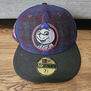 New Era 59FIFTY NY Mets Shea Stadium Mr. Met Wool Plaid Hat Size 7 1/4 NWT MLB